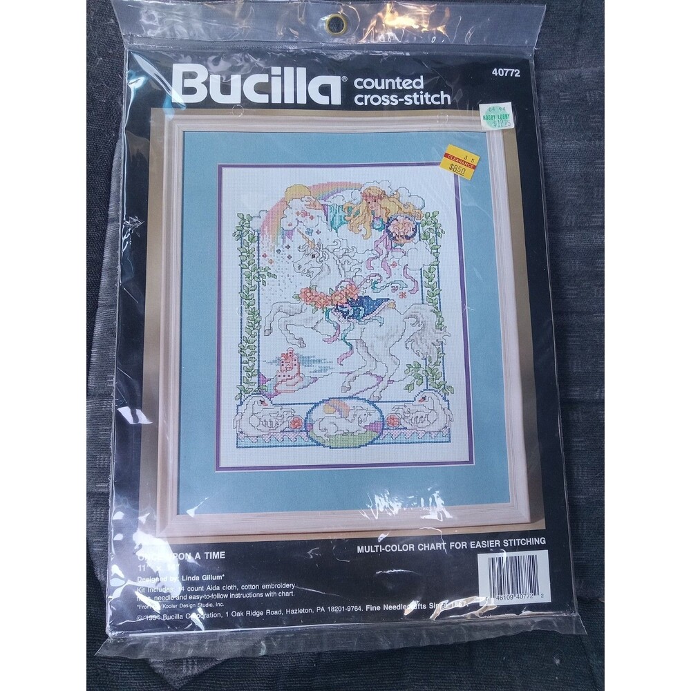 VTG 1994 Bucilla Once Upon A Time Cross Stitch Kit 40772 Unicorn Fantasy